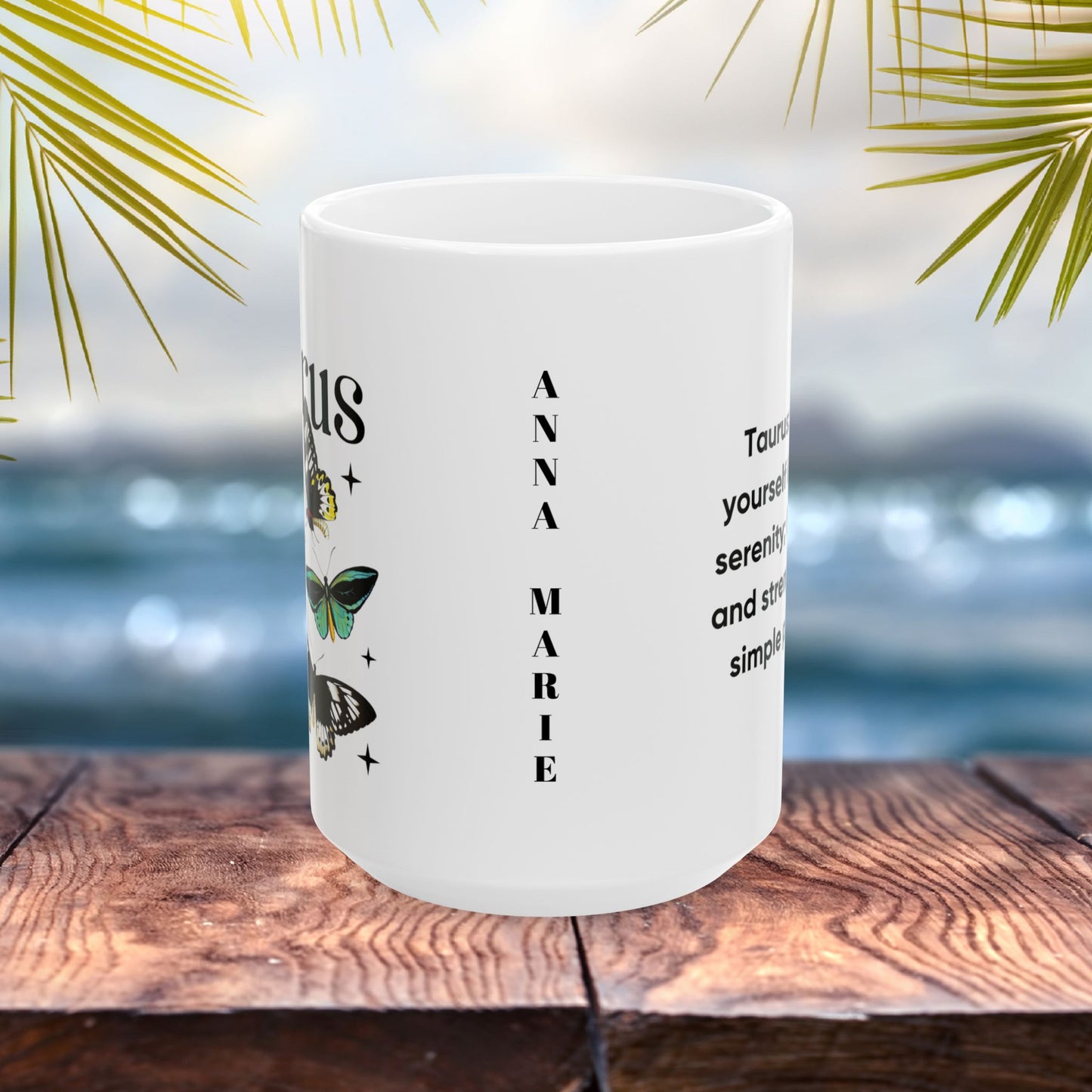 Taurus Personalized Zodiac Mug, Gift for Taurus, Horoscope Gift, Taurus Birthday, Butterfly Design, Astrology Taurus Mug, Taurus Zodiac Sign, Zodiac Gift