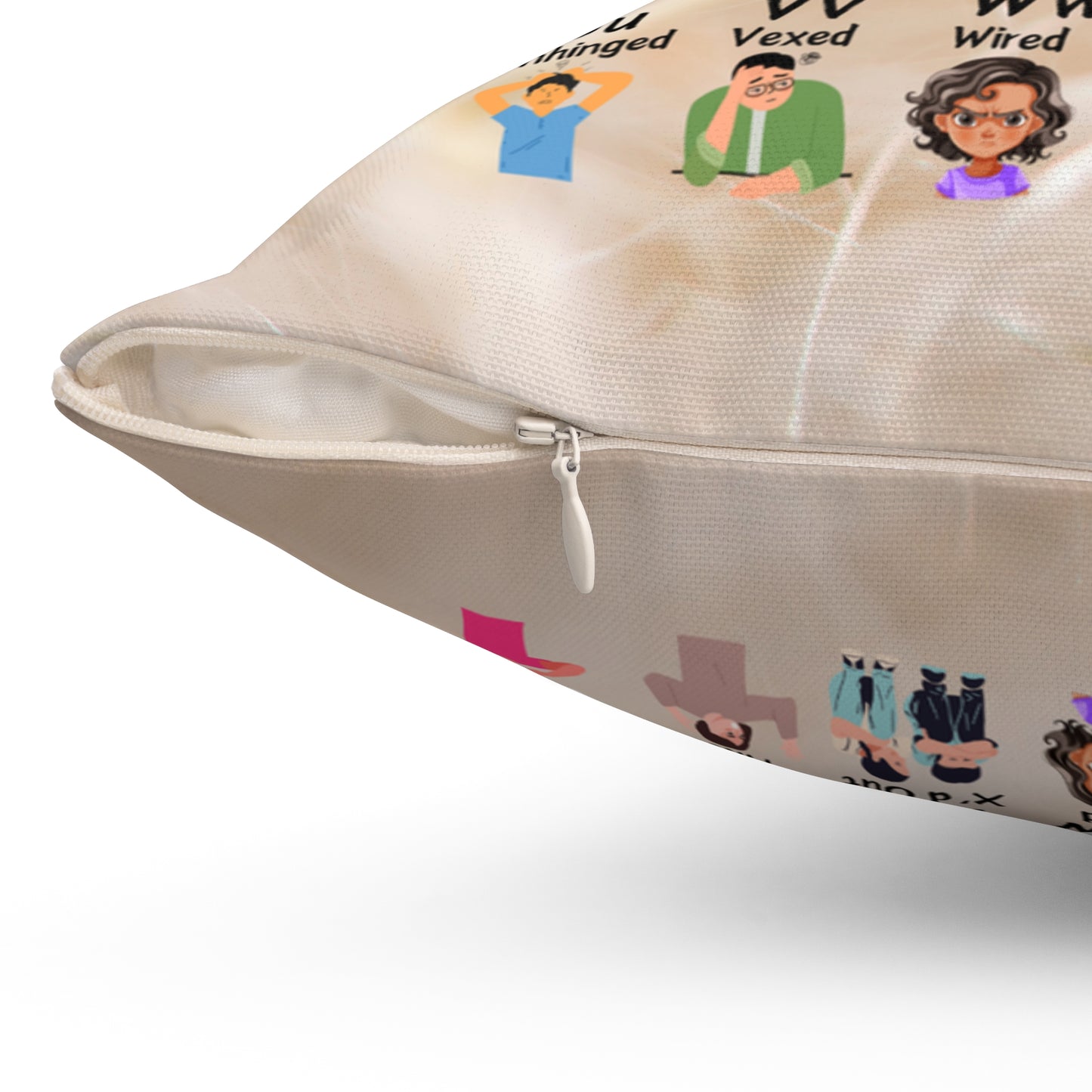 Headspace Hype: A Slang Alphabet Spun Polyester Square Pillow