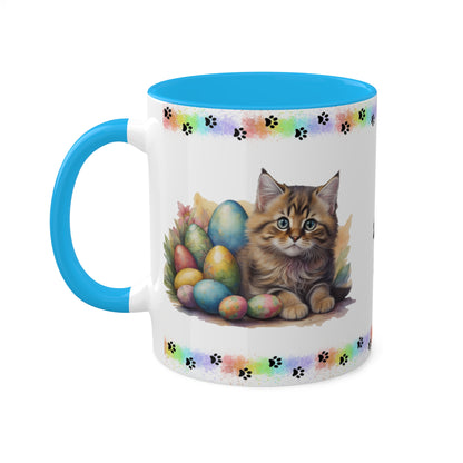 Siberian - Eggstra-Adorable Easter Kitten Two-Tone Coffee Mug, 11oz