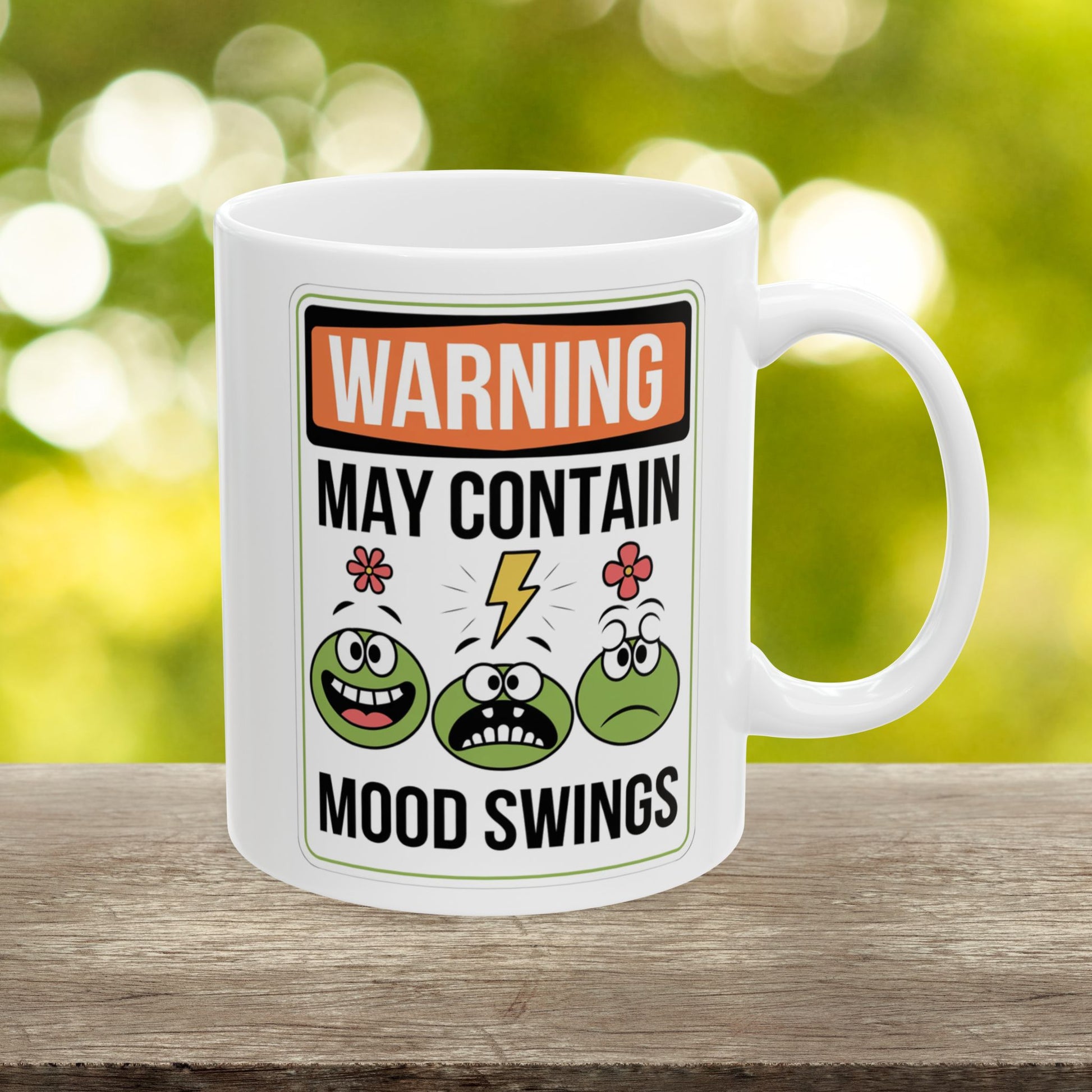 Warning May Contain Mood Swings  - Ceramic Mug, (11oz, 15oz)