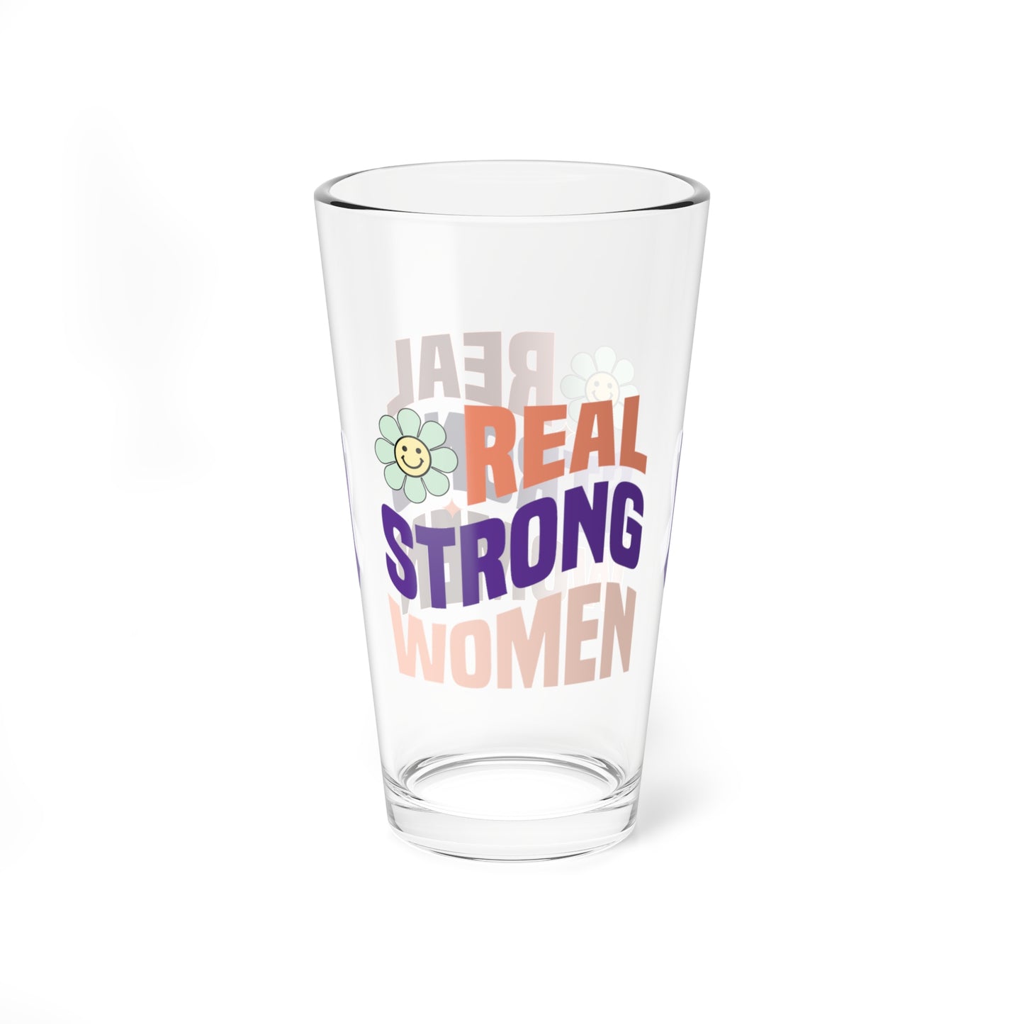 Real Strong Women 16oz Pint Glass - Stop Abuse, Support Survivors, Break the Silence