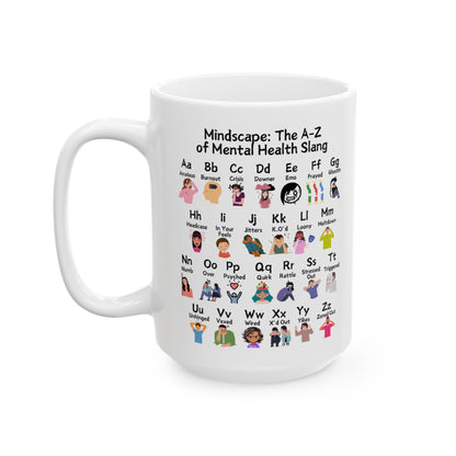 Mindscape: The A-Z of Mental Health Slang Ceramic Mug, (11oz, 15oz)