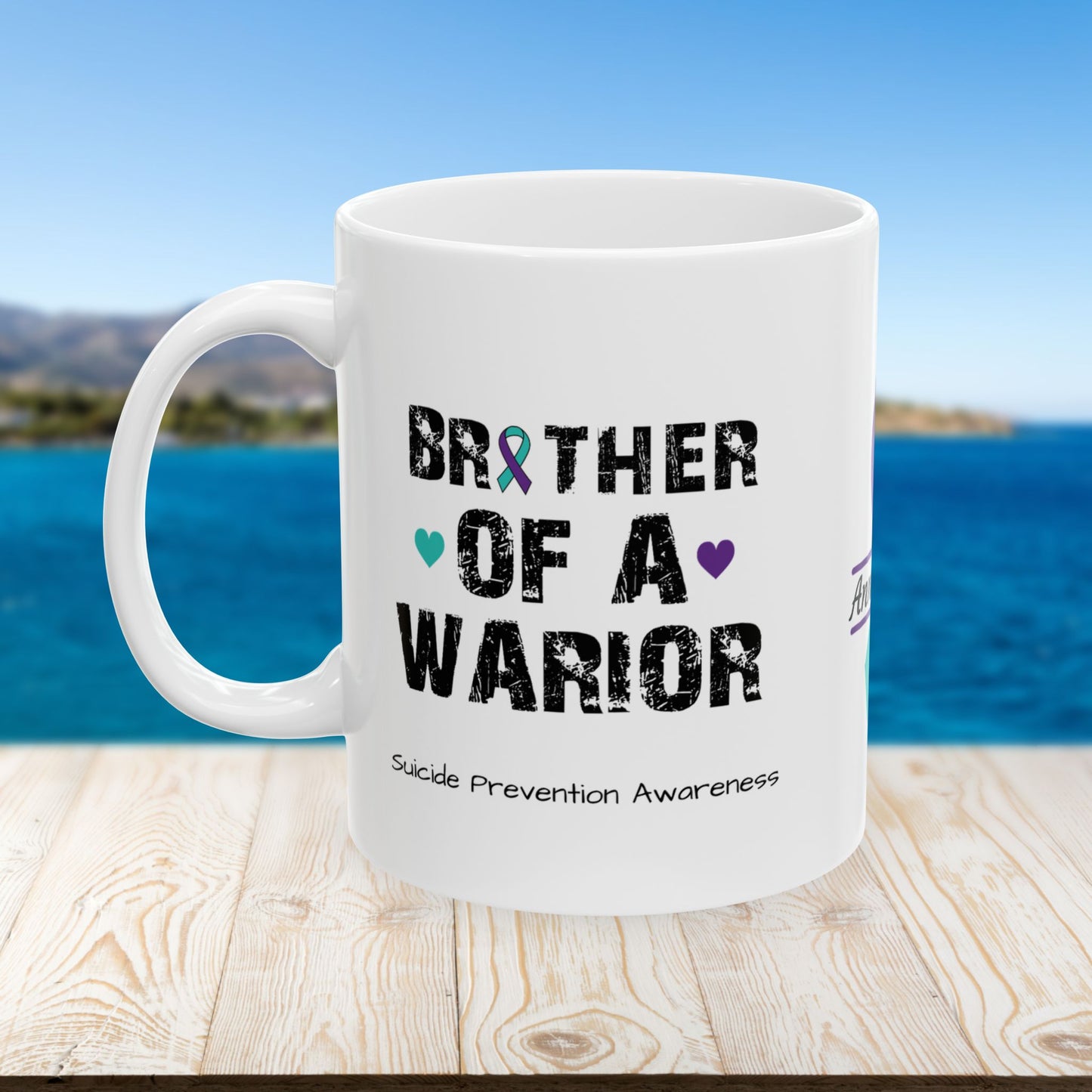 Brother of a Warrior - Personalized Suicide Prevention Awareness Gift, Empowerment and Resilience Ceramic Mug, Support for Survivors