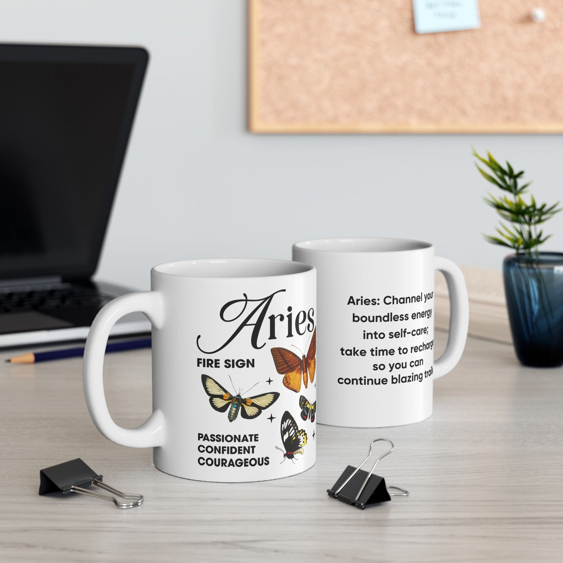 Aries Personalized Zodiac Mug, Gift for Aries, Horoscope Gift, Aries Birthday, Butterfly Design, Astrology Aries Mug, Aries Zodiac Sign, Zodiac Gift