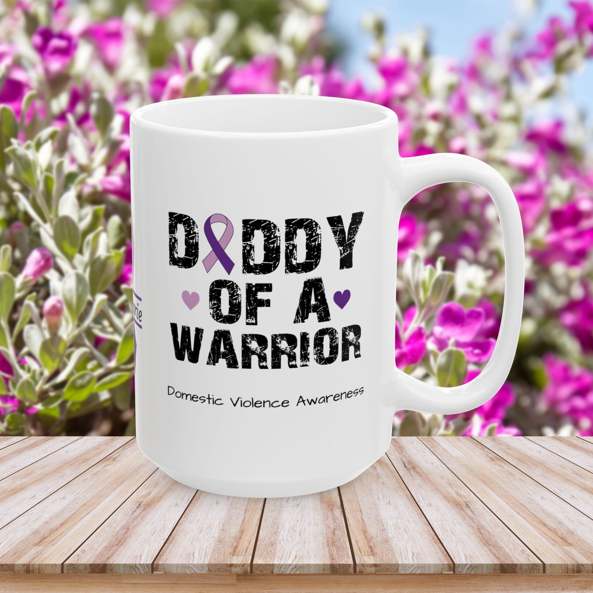 Daddy of a Warrior - Personalized Domestic Violence Awareness Gift, Empowerment and Resilience Ceramic Mug, Support for Survivors