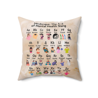 Mindscape: The A-Z of Mental Health Slang Spun Polyester Square Pillow