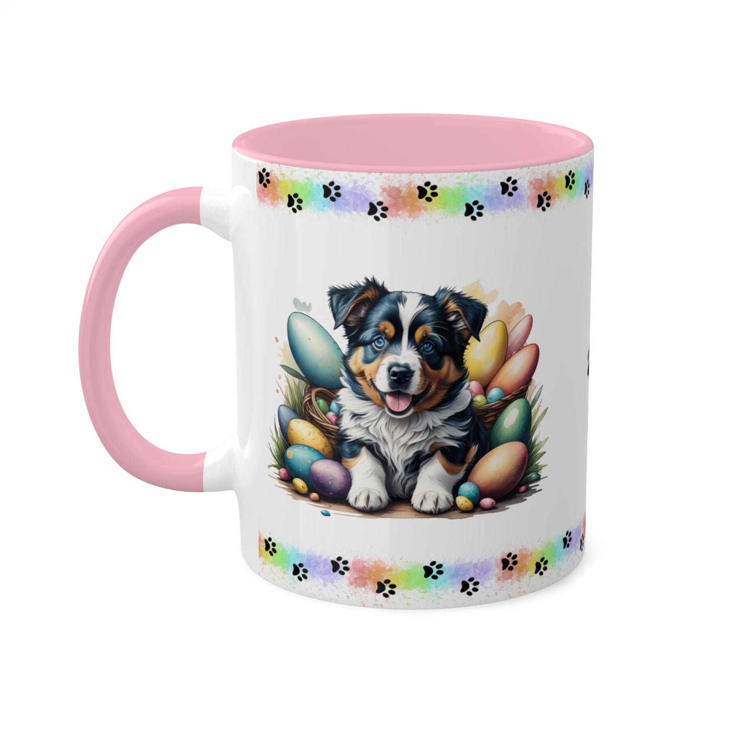 Australian Shepherd - Eggstra-Adorable Easter Puppy Two-Tone Coffee Mug, 11oz