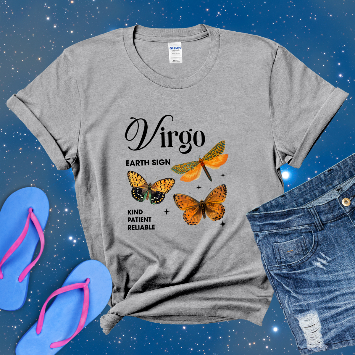 Virgo Butterfly Zodiac T-Shirt, Astrology Shirt for Virgo, Horoscope Gift, Virgo Birthday, Virgo Season Gift, Perfect Gift for Virgo, Zodiac Sign Tee