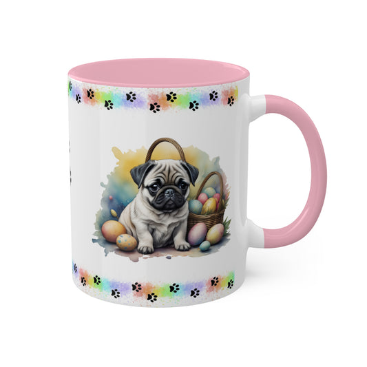 Pug - Eggstra-Adorable Easter Puppy Two-Tone Coffee Mug, 11oz