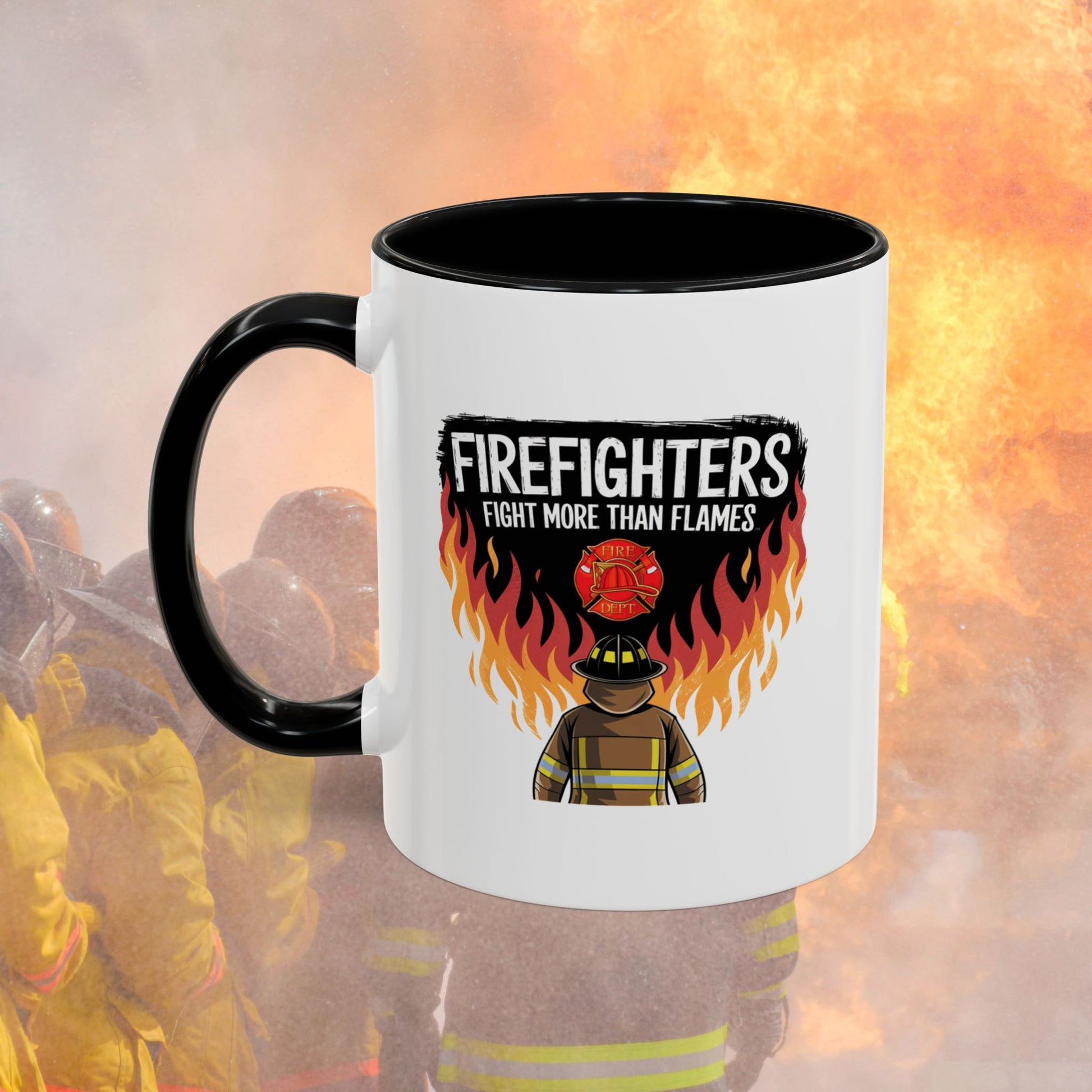 Firefighters Fight More Than Flames - Mental Health Awareness for Firefighters, Accent Coffee Mug (11, 15oz)