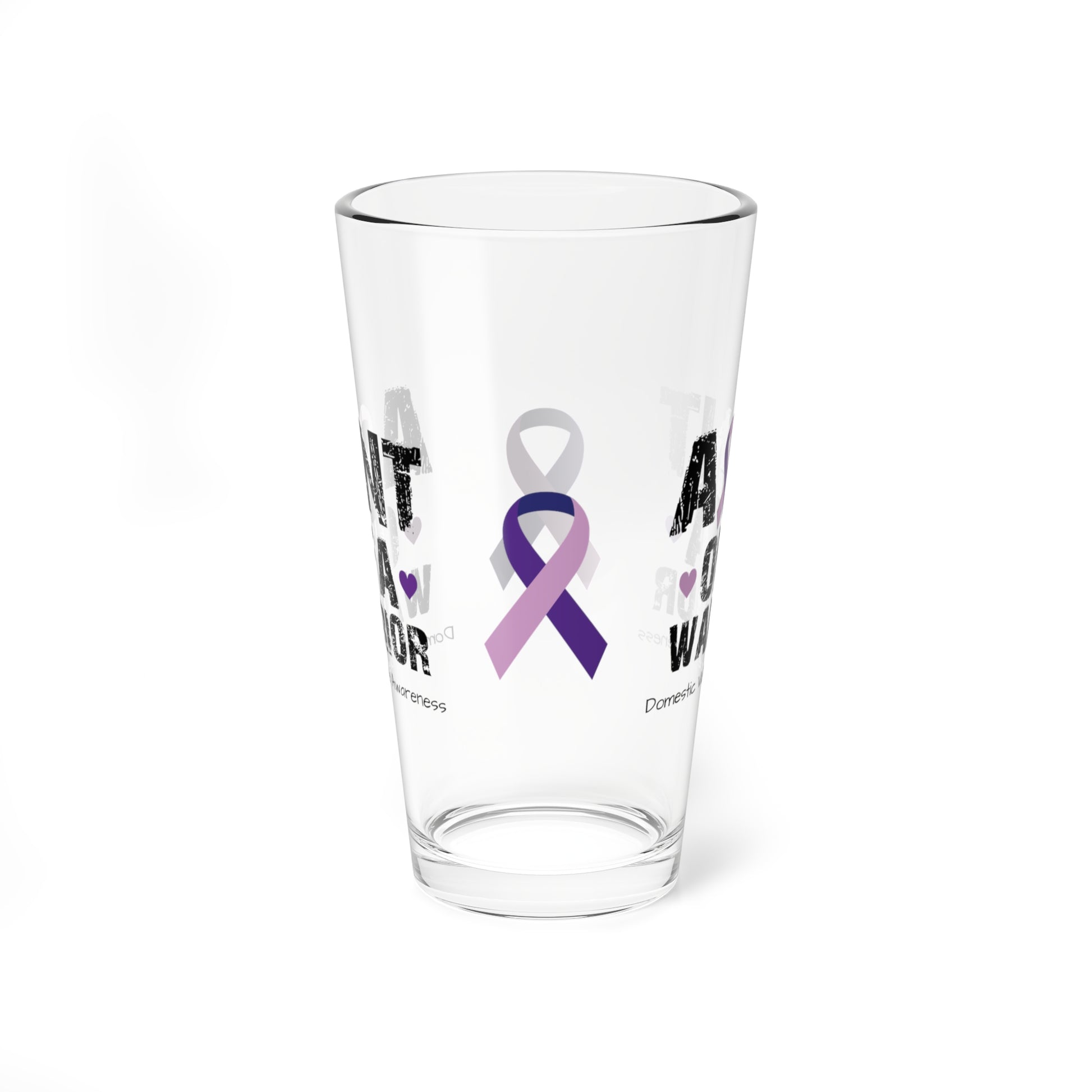 Aunt of a Warrior - Domestic Violence Awareness Warrior Pint Glass, 16oz