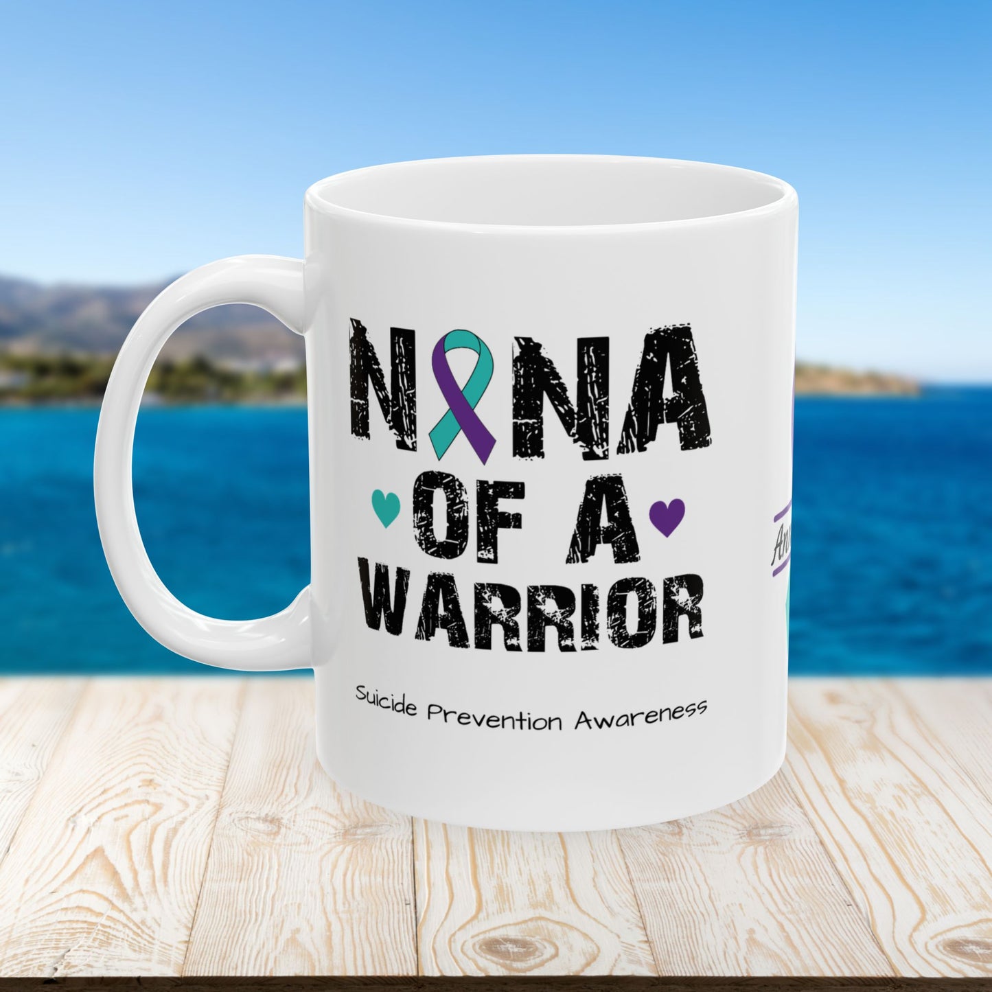 Nana of a Warrior - Personalized Suicide Prevention Awareness Gift, Empowerment and Resilience Ceramic Mug, Support for Survivors