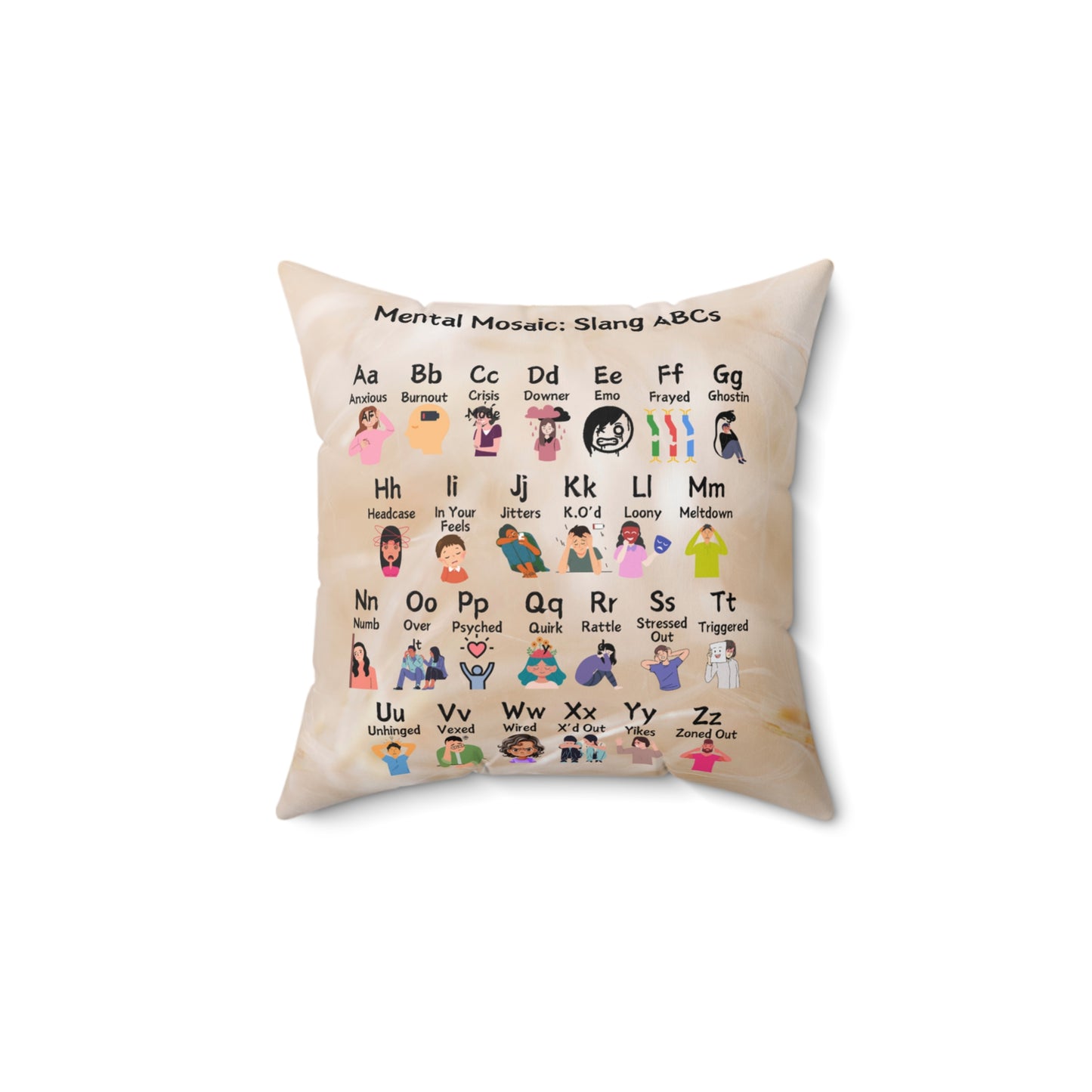 Mental Mosaic: Slang ABCs Spun Polyester Square Pillow