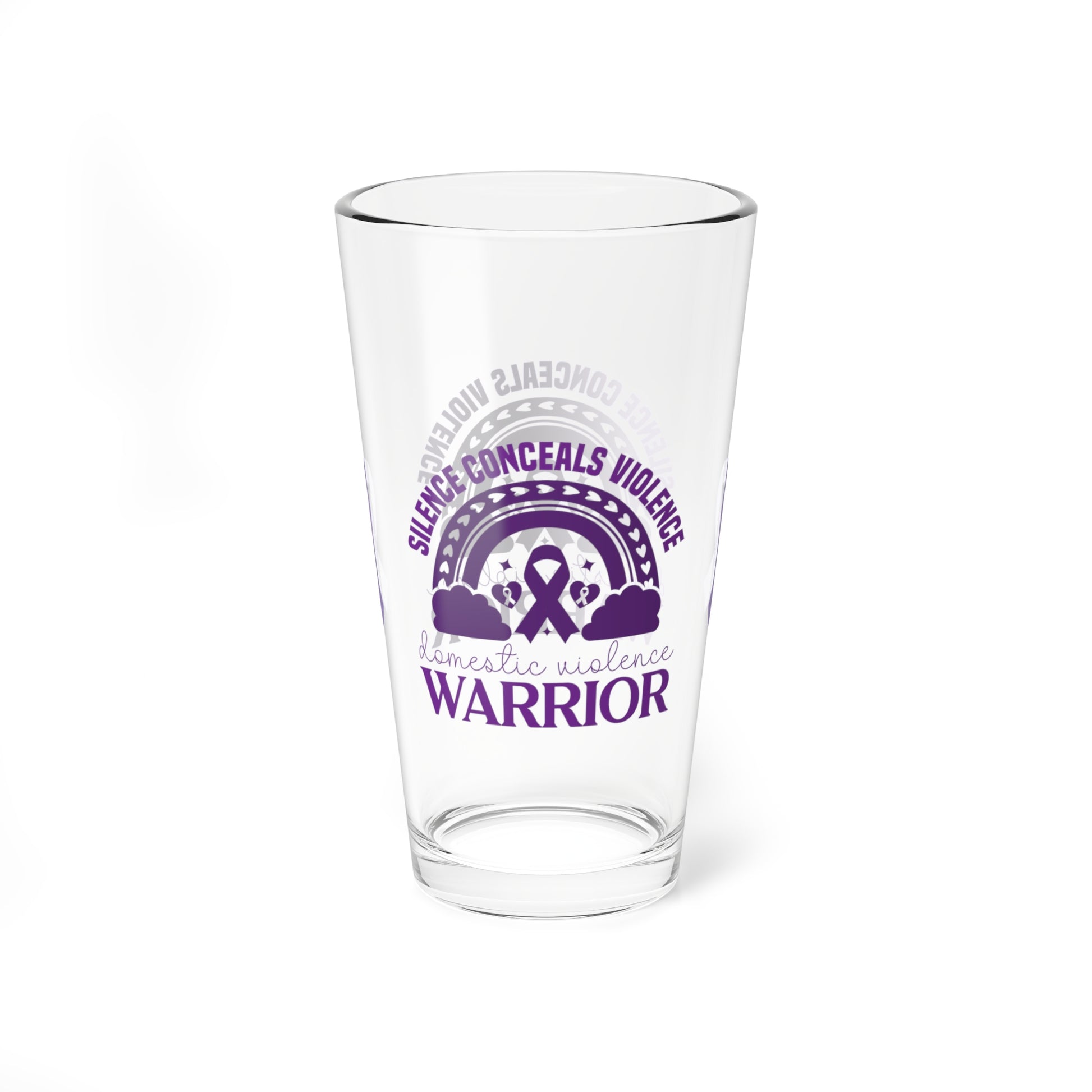 Silence Conceals Violence Domestic Violence Warrior 16oz Pint Glass - Stop Abuse, Support Survivors, Break the Silence