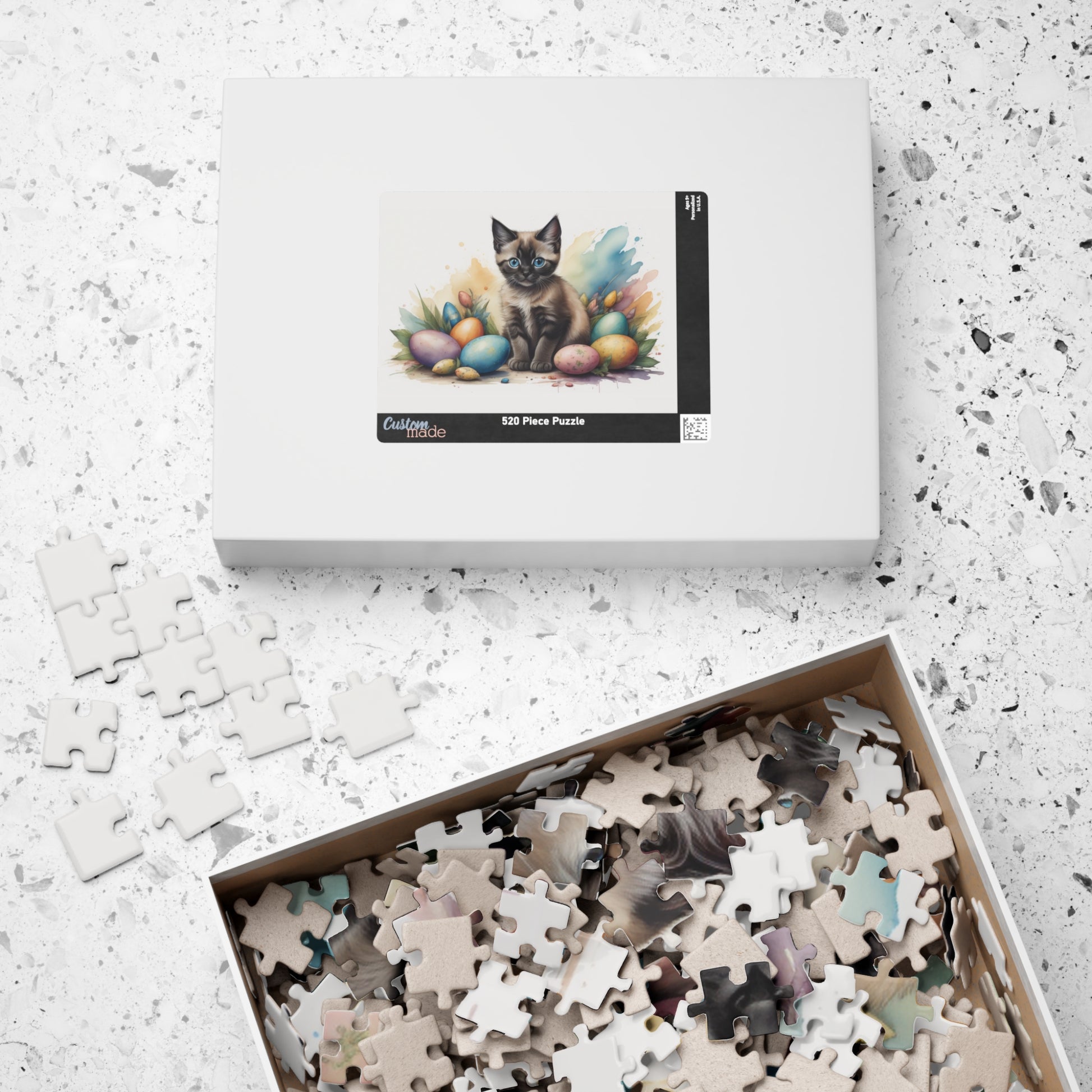 Siamese Easter Kitten Puzzle - Cat Lovers, Mental Health Benefits, Holiday Fun, Mindfulness, Stress Relief, Festive Gift