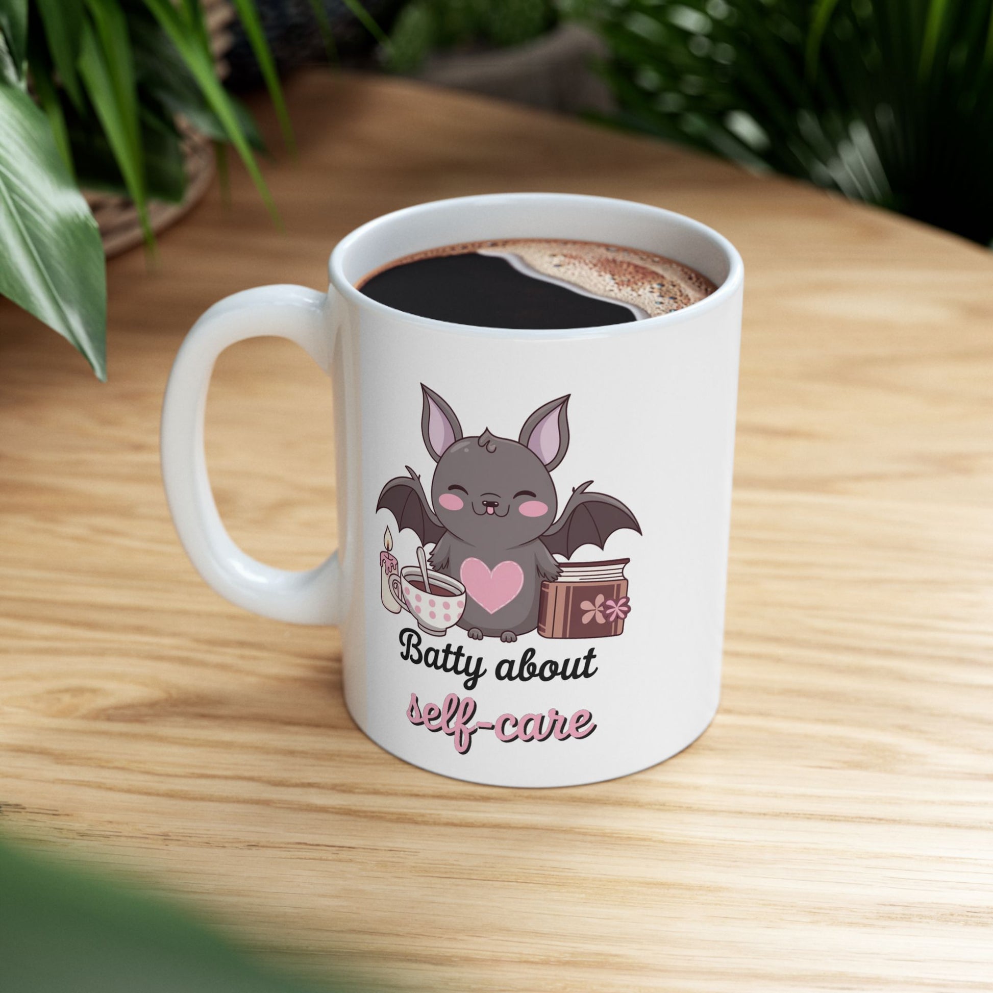 Batty About Self-Care Ceramic Mug, (11oz, 15oz)