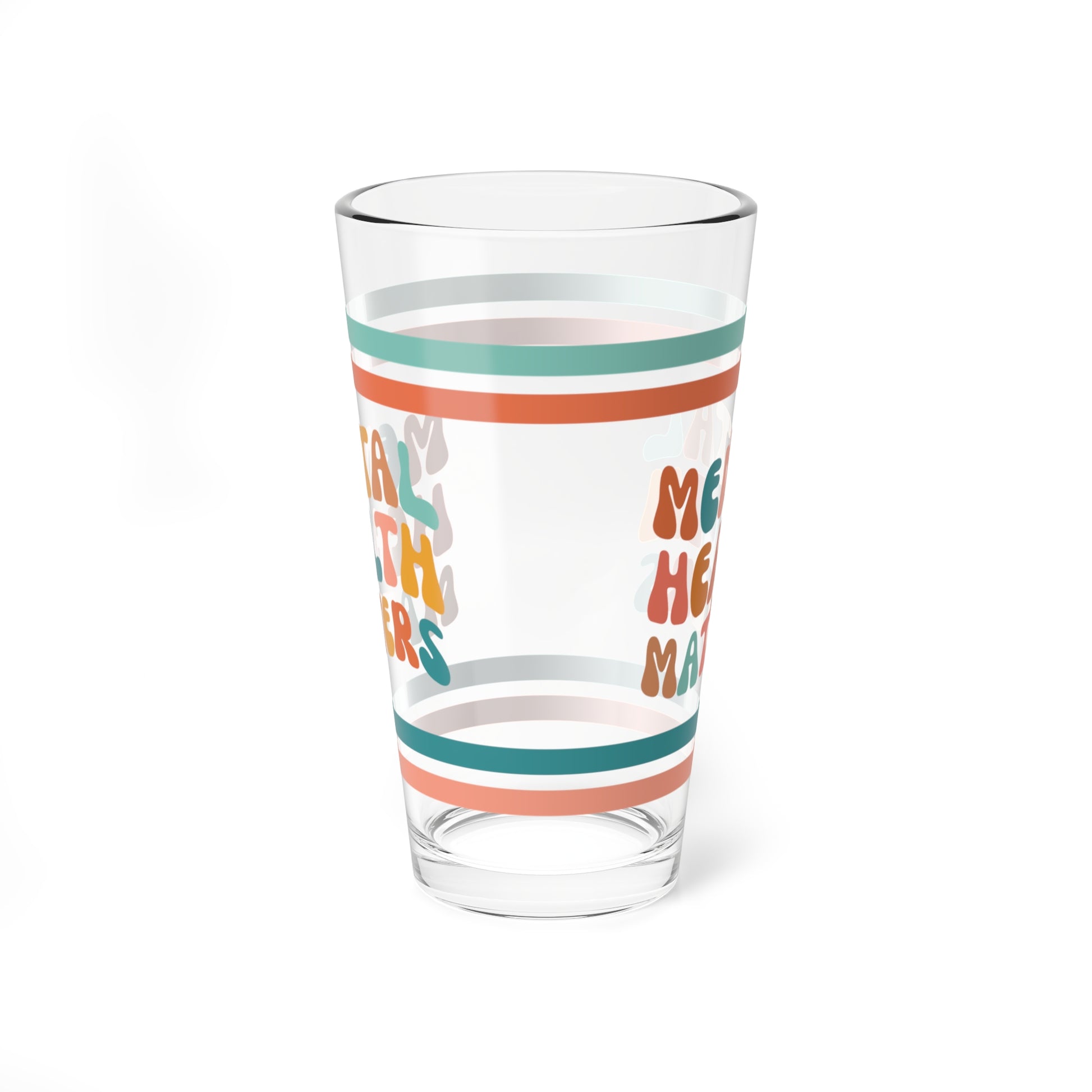 Mental Health Matters Retro Pint Glass - 16oz Mental Health Drinkware, Clear Glass for Beverages