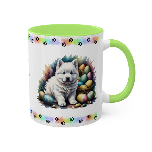 Samoyed - Eggstra-Adorable Easter Puppy Two-Tone Coffee Mug, 11oz