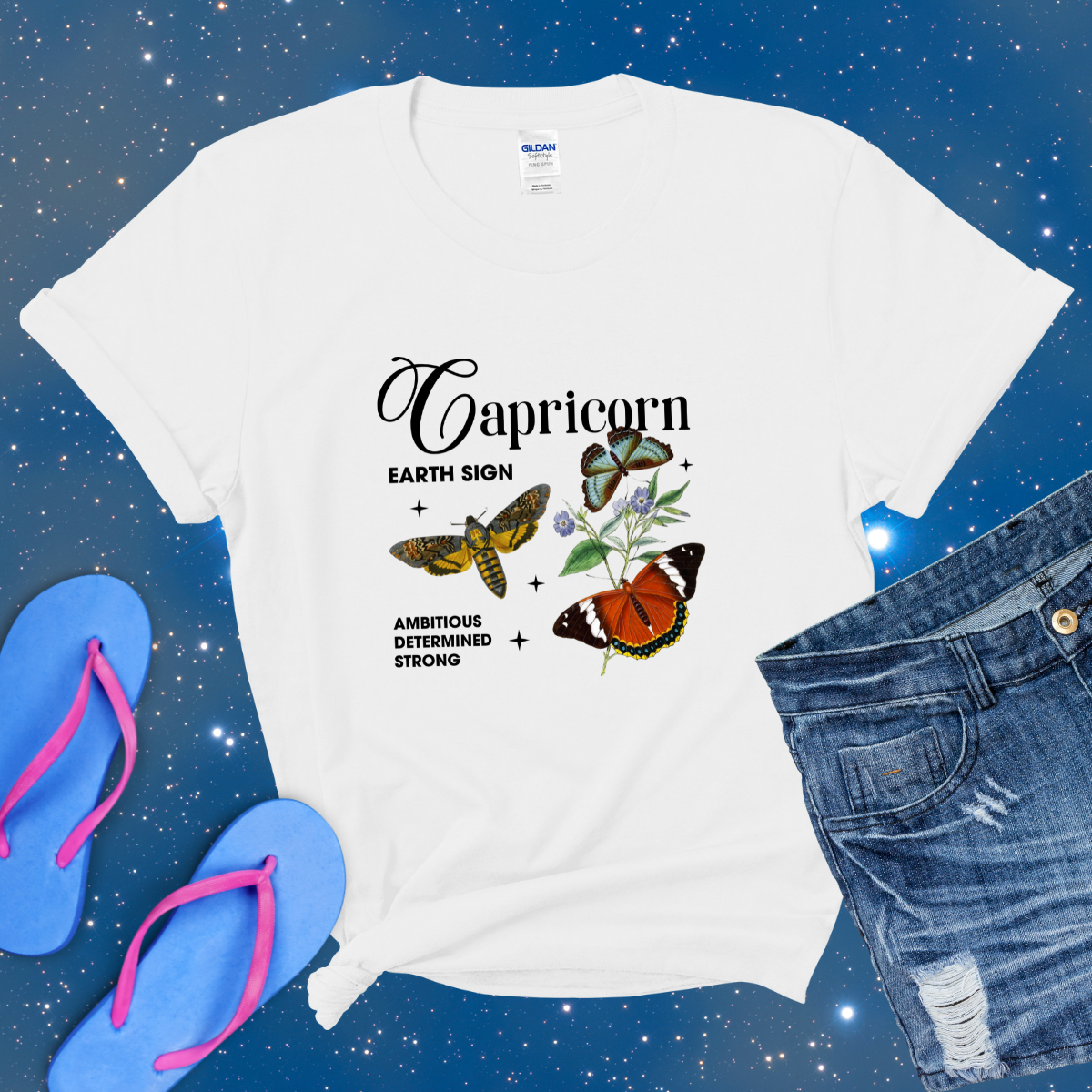 Capricorn Butterfly Zodiac T-Shirt, Astrology Shirt for Capricorn, Horoscope Gift, Capricorn Birthday, Capricorn Season Gift, Capricorn Gift, Zodiac T