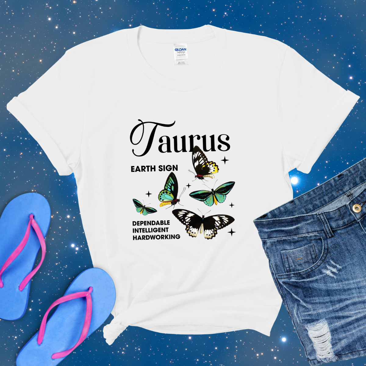 Taurus Butterfly Zodiac T-Shirt, Astrology Shirt for Taurus, Horoscope Gift, Taurus Birthday, Taurus Season Gift, Perfect Gift for Taurus, Zodiac Tee