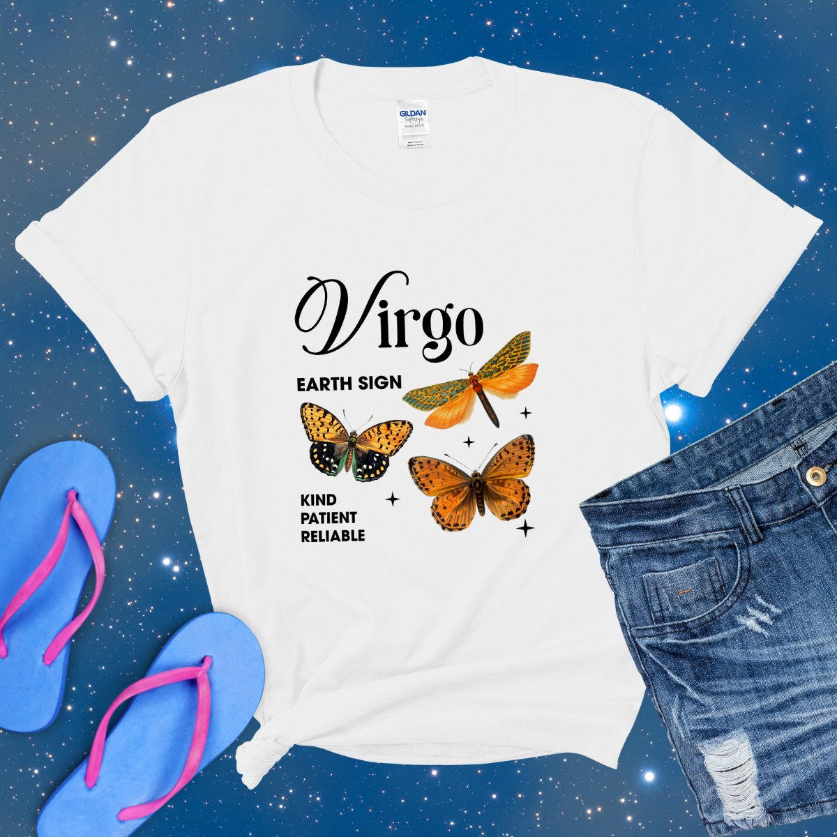 Virgo Butterfly Zodiac T-Shirt, Astrology Shirt for Virgo, Horoscope Gift, Virgo Birthday, Virgo Season Gift, Perfect Gift for Virgo, Zodiac Sign Tee