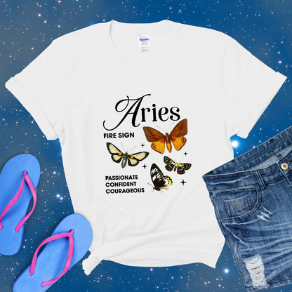 Aries Butterfly Zodiac T-Shirt, Astrology Shirt for Aries, Horoscope Gift, Aries Birthday, Aries Season Gift, Perfect Aries Gift, Aries Zodiac Tee