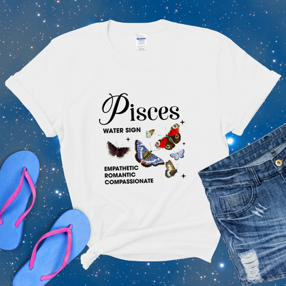 Pisces Butterfly Zodiac T-Shirt, Astrology Shirt for Pisces, Horoscope Gift, Pisces Birthday, Pisces Season Gift, Perfect Gift for Pisces, Zodiac Tee