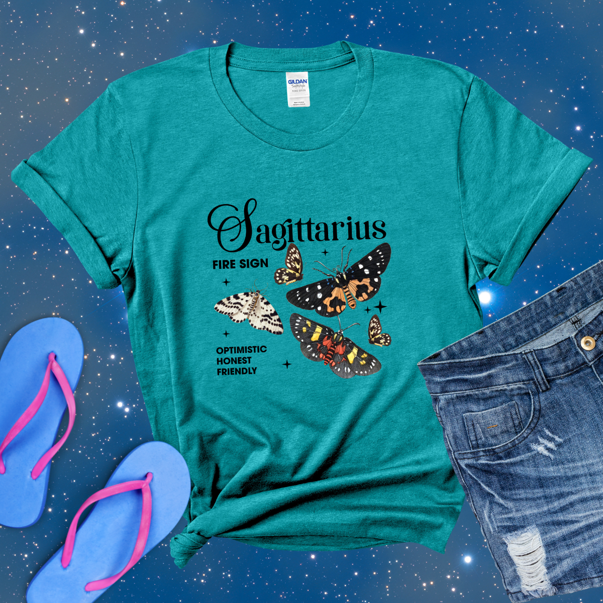 Sagittarius Butterfly Zodiac T-Shirt, Sagittarius Astrology tshirt, Horoscope Gift, Sagittarius Birthday, Perfect Gift for Sagittarius, Zodiac Tee