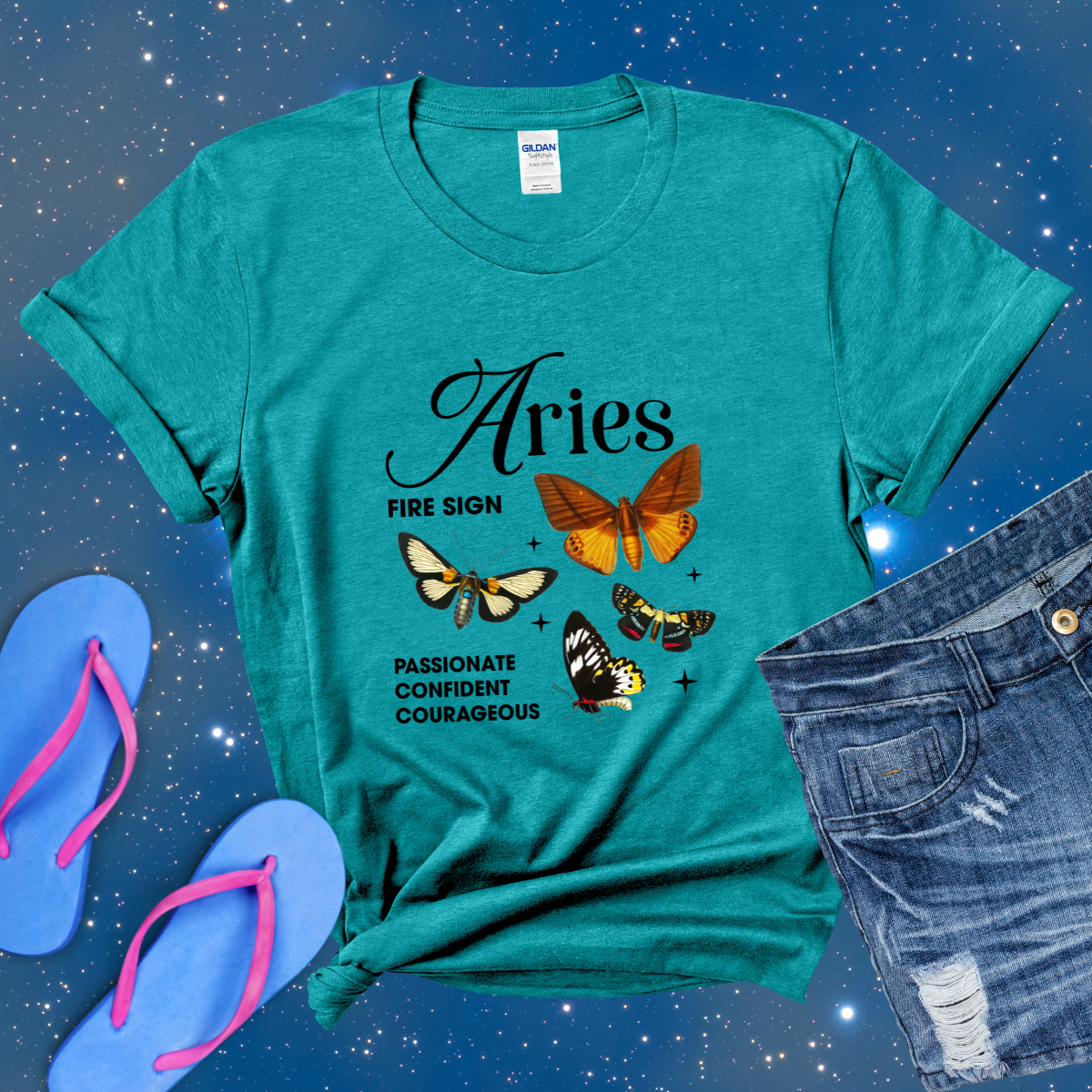 Aries Butterfly Zodiac T-Shirt, Astrology Shirt for Aries, Horoscope Gift, Aries Birthday, Aries Season Gift, Perfect Aries Gift, Aries Zodiac Tee