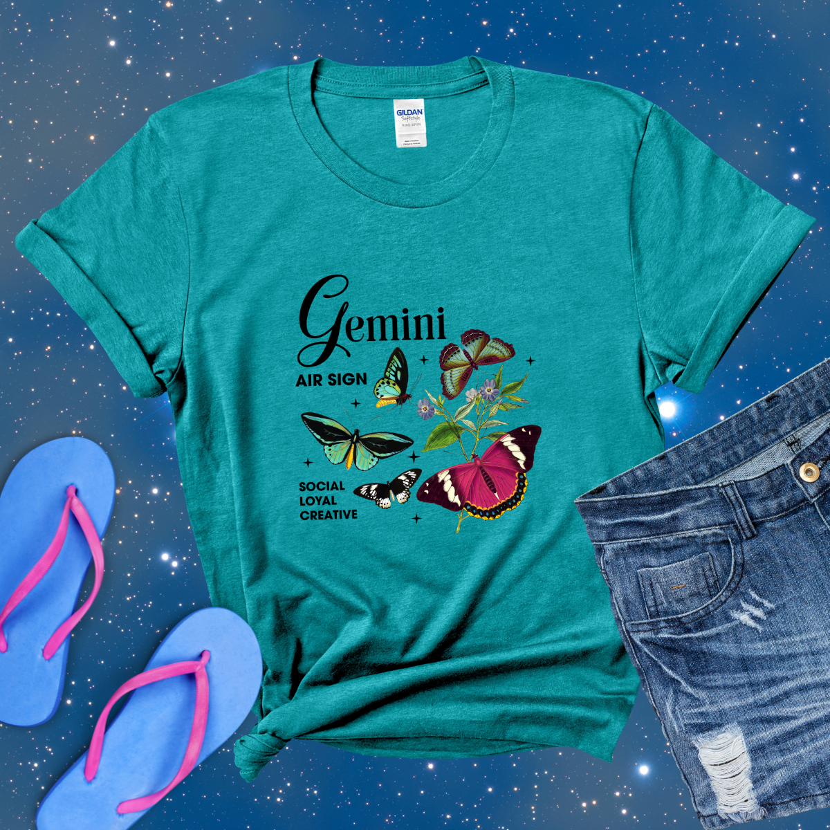 Gemini Butterfly Zodiac T-Shirt, Astrology Shirt for Gemini, Horoscope Gift, Gemini Birthday, Gemini Season Gift, Perfect Gift for Gemini, Zodiac Tee