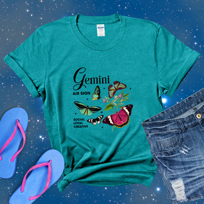 Gemini Butterfly Zodiac T-Shirt, Astrology Shirt for Gemini, Horoscope Gift, Gemini Birthday, Gemini Season Gift, Perfect Gift for Gemini, Zodiac Tee