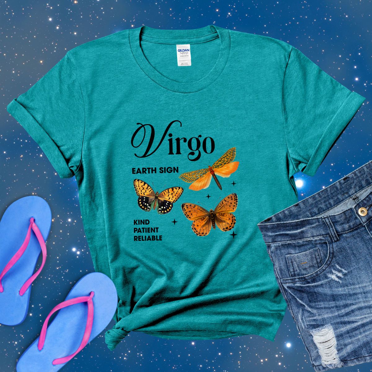 Virgo Butterfly Zodiac T-Shirt, Astrology Shirt for Virgo, Horoscope Gift, Virgo Birthday, Virgo Season Gift, Perfect Gift for Virgo, Zodiac Sign Tee