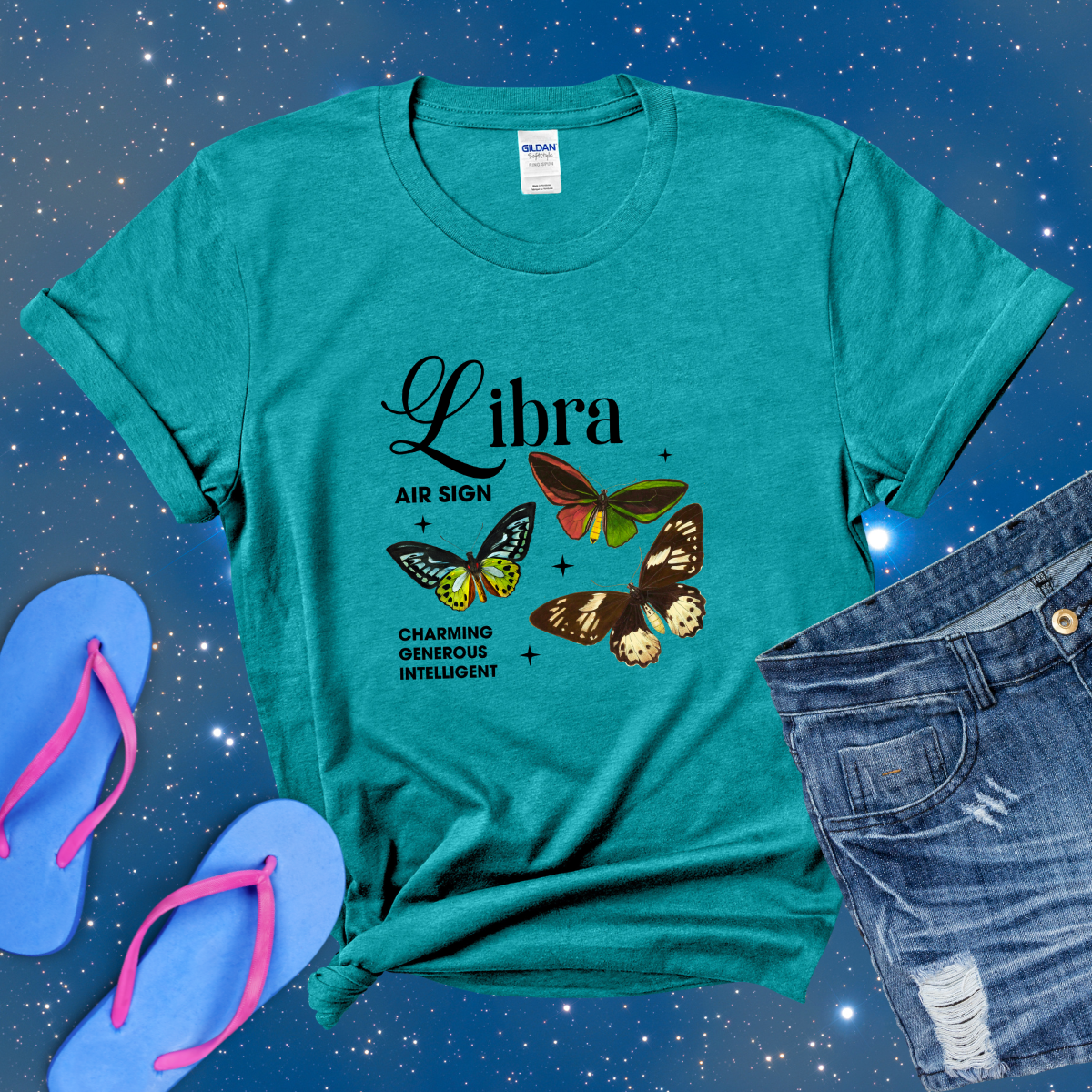 Libra Butterfly Zodiac T-Shirt, Astrology Shirt for Libra, Horoscope Gift, Libra Birthday, Libra Season Gift, Perfect Gift for Libra, Zodiac Sign Tee