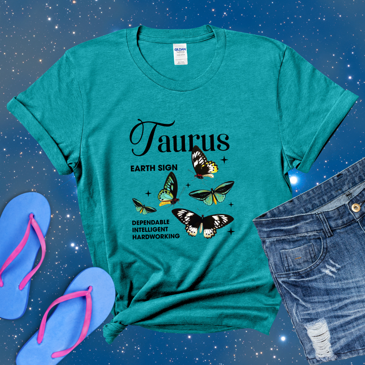 Taurus Butterfly Zodiac T-Shirt, Astrology Shirt for Taurus, Horoscope Gift, Taurus Birthday, Taurus Season Gift, Perfect Gift for Taurus, Zodiac Tee