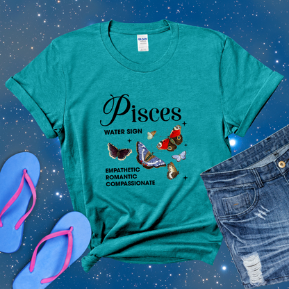 Pisces Butterfly Zodiac T-Shirt, Astrology Shirt for Pisces, Horoscope Gift, Pisces Birthday, Pisces Season Gift, Perfect Gift for Pisces, Zodiac Tee