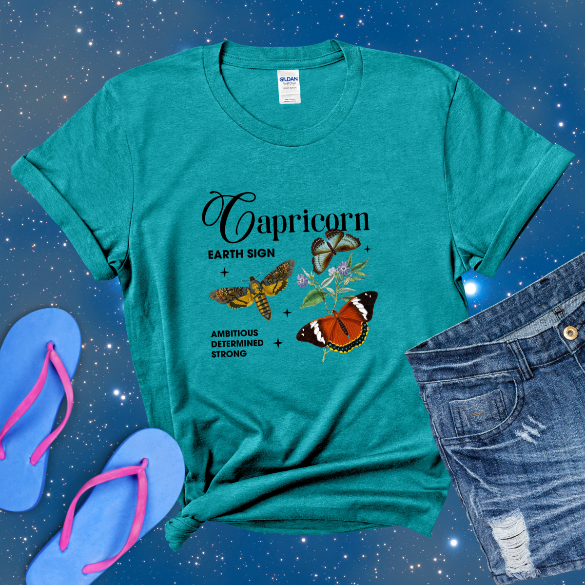 Capricorn Butterfly Zodiac T-Shirt, Astrology Shirt for Capricorn, Horoscope Gift, Capricorn Birthday, Capricorn Season Gift, Capricorn Gift, Zodiac T