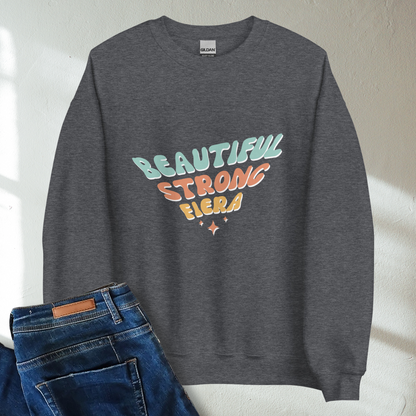 Beautiful Strong Fiera Retro Mental Health Awareness Crew Neck Sweatshirt - Cozy & Inspirational