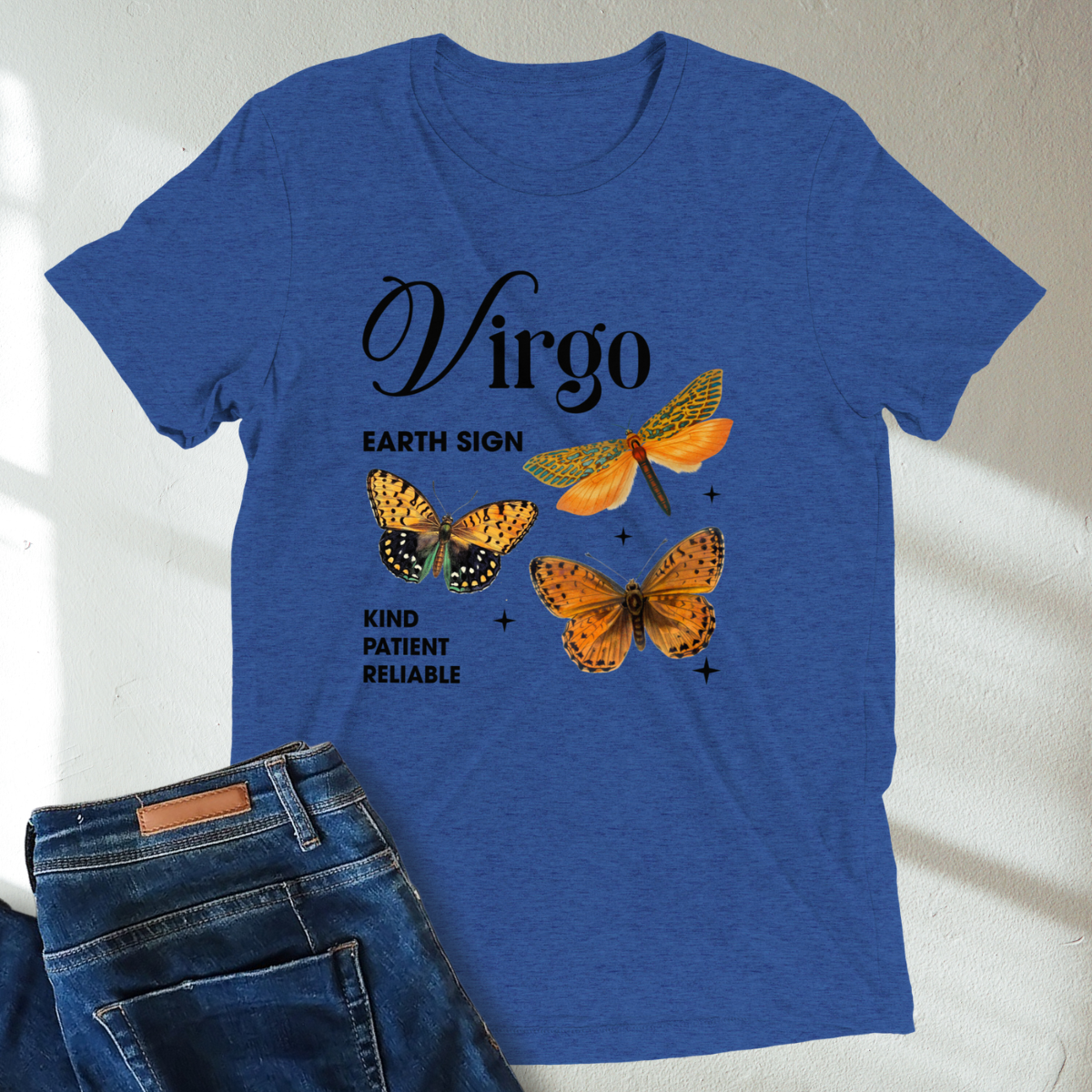 Virgo Butterfly Zodiac Unisex Tri-Blend Short Sleeve T-Shirt