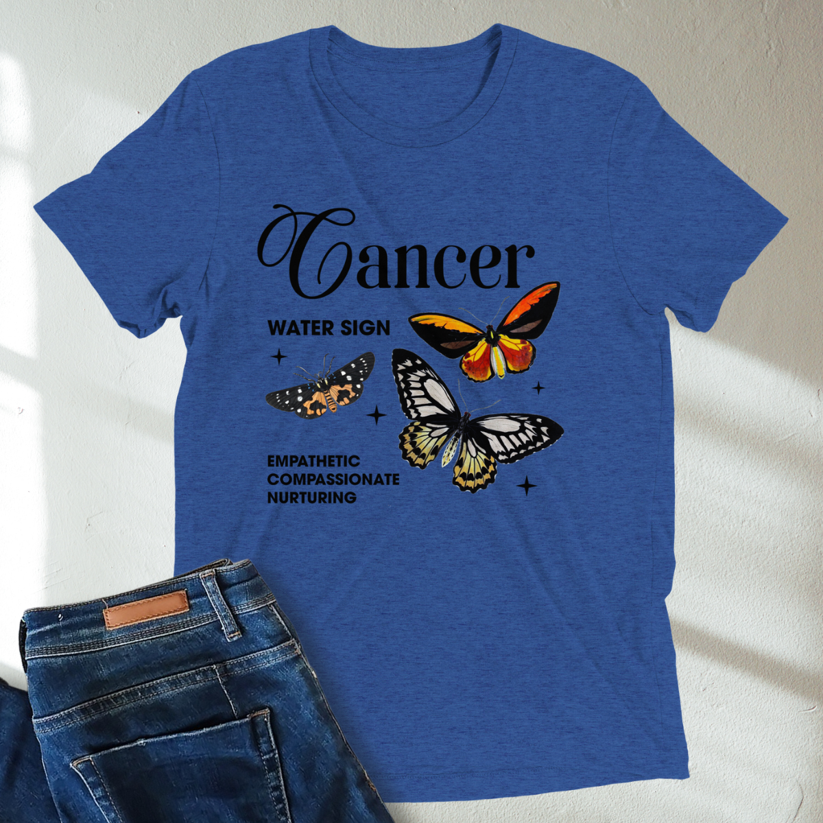 Cancer Butterfly Zodiac Unisex Tri-Blend Short Sleeve T-Shirt