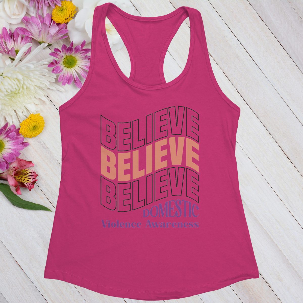 Believe Believe Believe Women's Ideal Racerback Tank