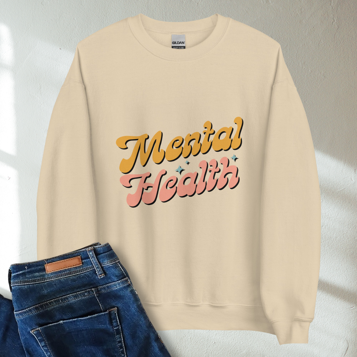 Mental Health Retro Mental Health Awareness Crew Neck Sweatshirt - Cozy & Inspirational