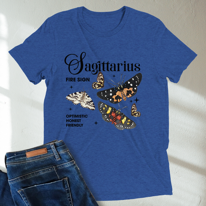 Sagittarius Butterfly Zodiac Unisex Tri-Blend Short Sleeve T-Shirt