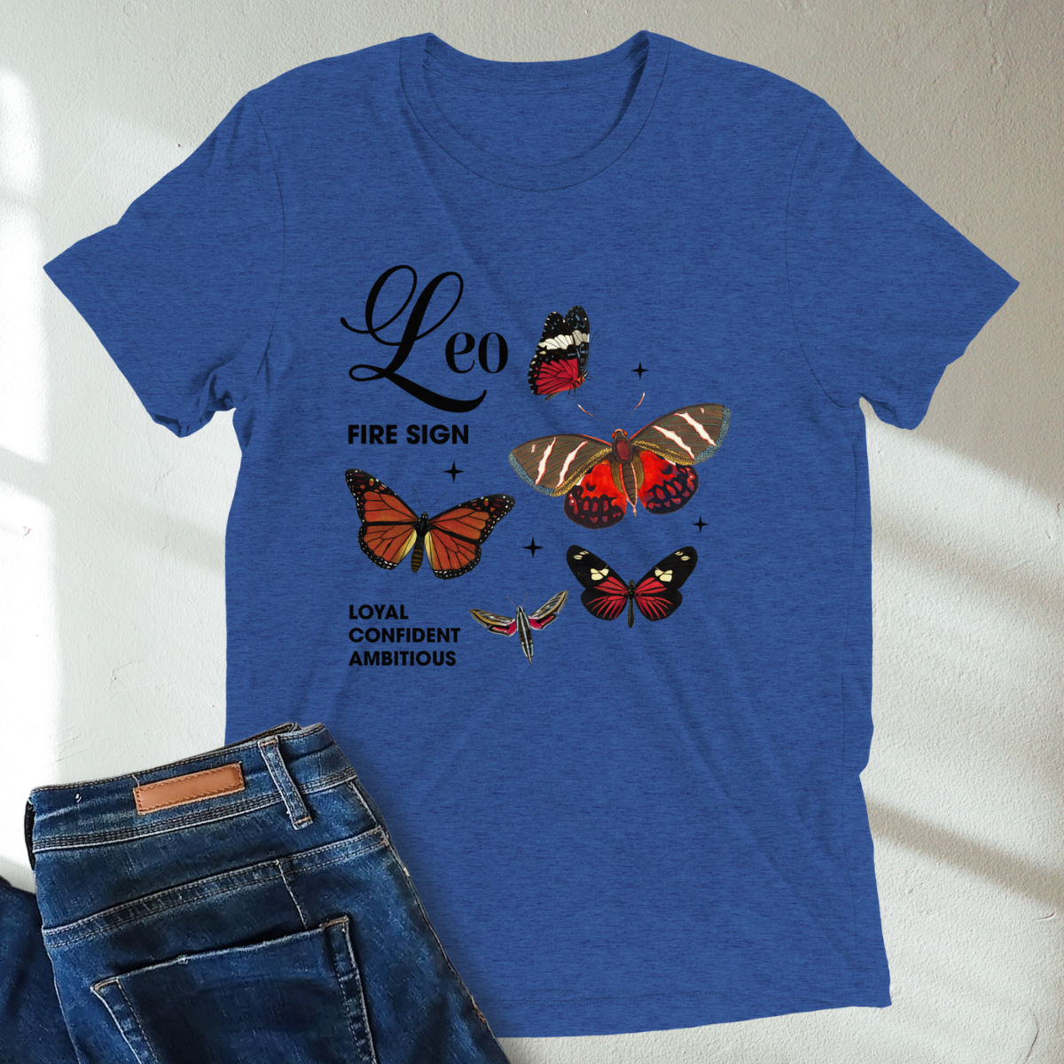 Leo Butterfly Zodiac Unisex Tri-Blend Short Sleeve T-Shirt