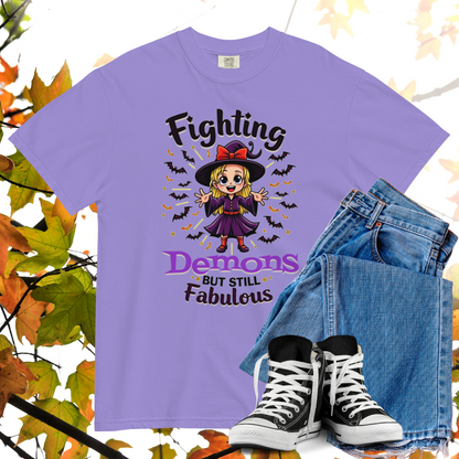 Fighting Demons But Still Fabulous Comfort Colors Heavyweight Halloween T-shirt