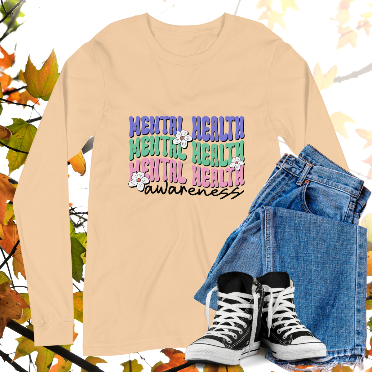 Mental Health Awareness  - Retro Long Sleeve Tee, Bella + Canvas