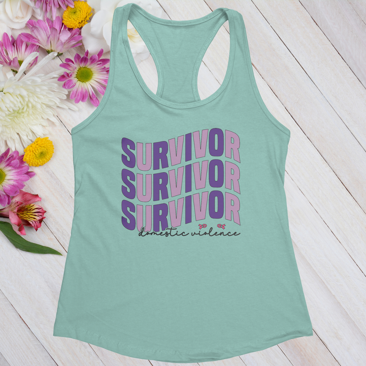 Survivor Survivor Survivor Domestic Violence Women's Ideal Racerback Tank