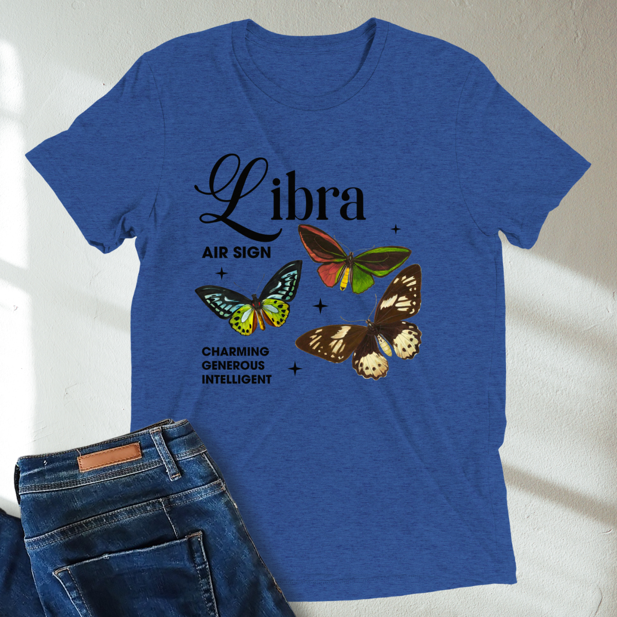 Libra Butterfly Zodiac Unisex Tri-Blend Short Sleeve T-Shirt