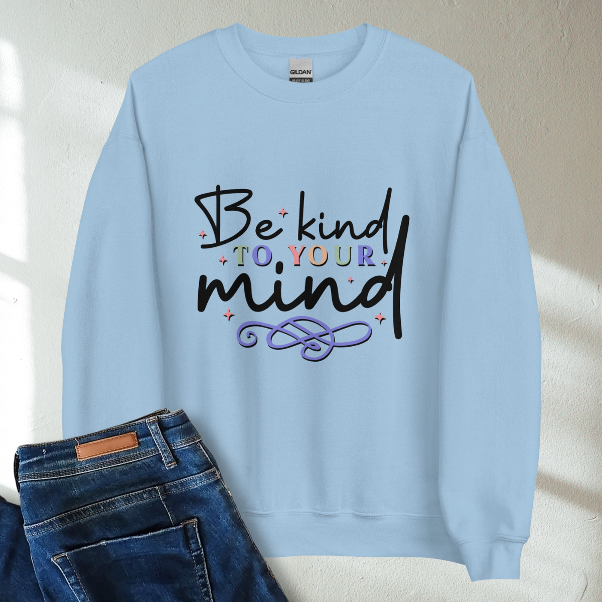 Be Kind To Your Mind Retro Mental Health Awareness Crew Neck Sweatshirt - Cozy & Inspirational