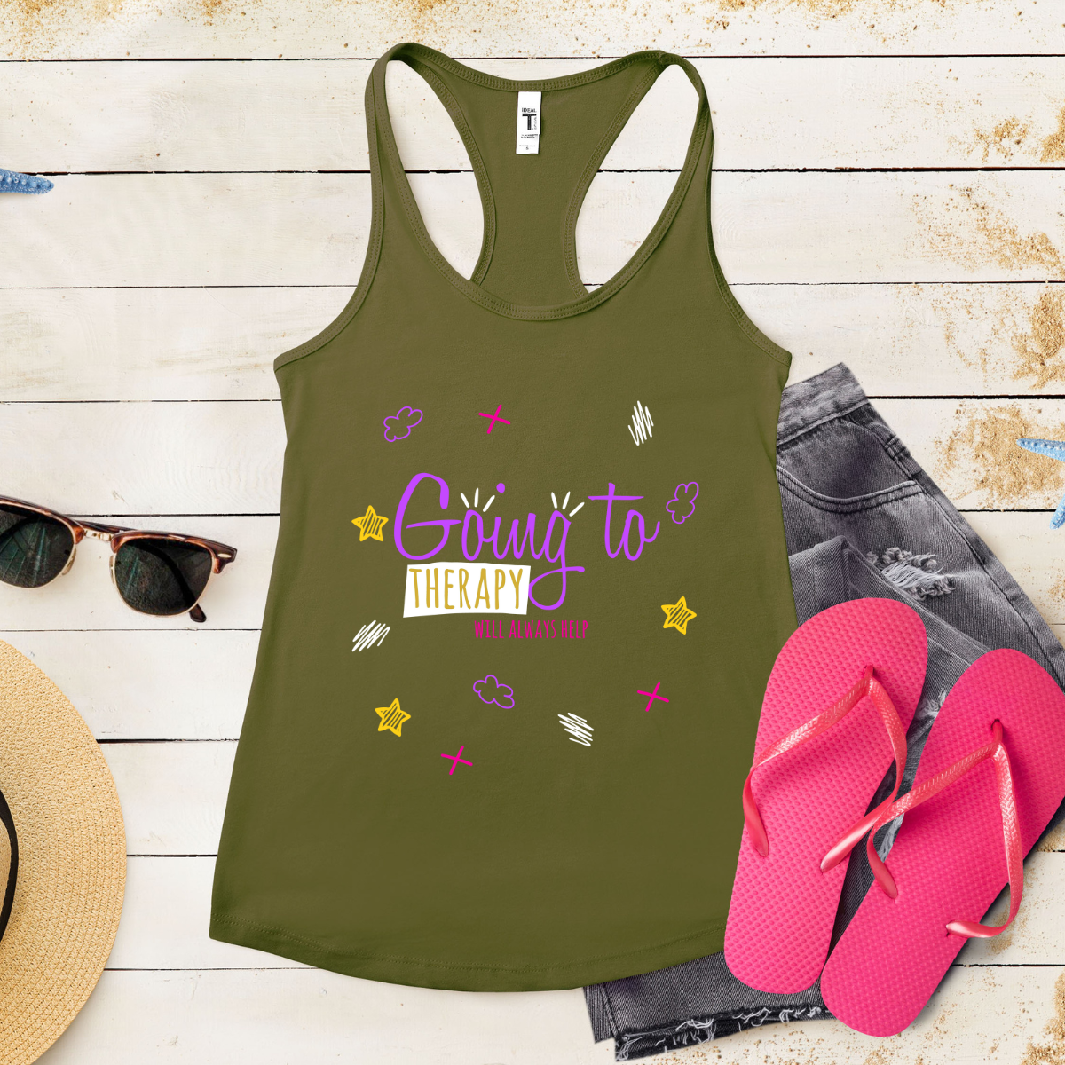 Going To Therapy Will Always Help - Women's Ideal Racerback Tank