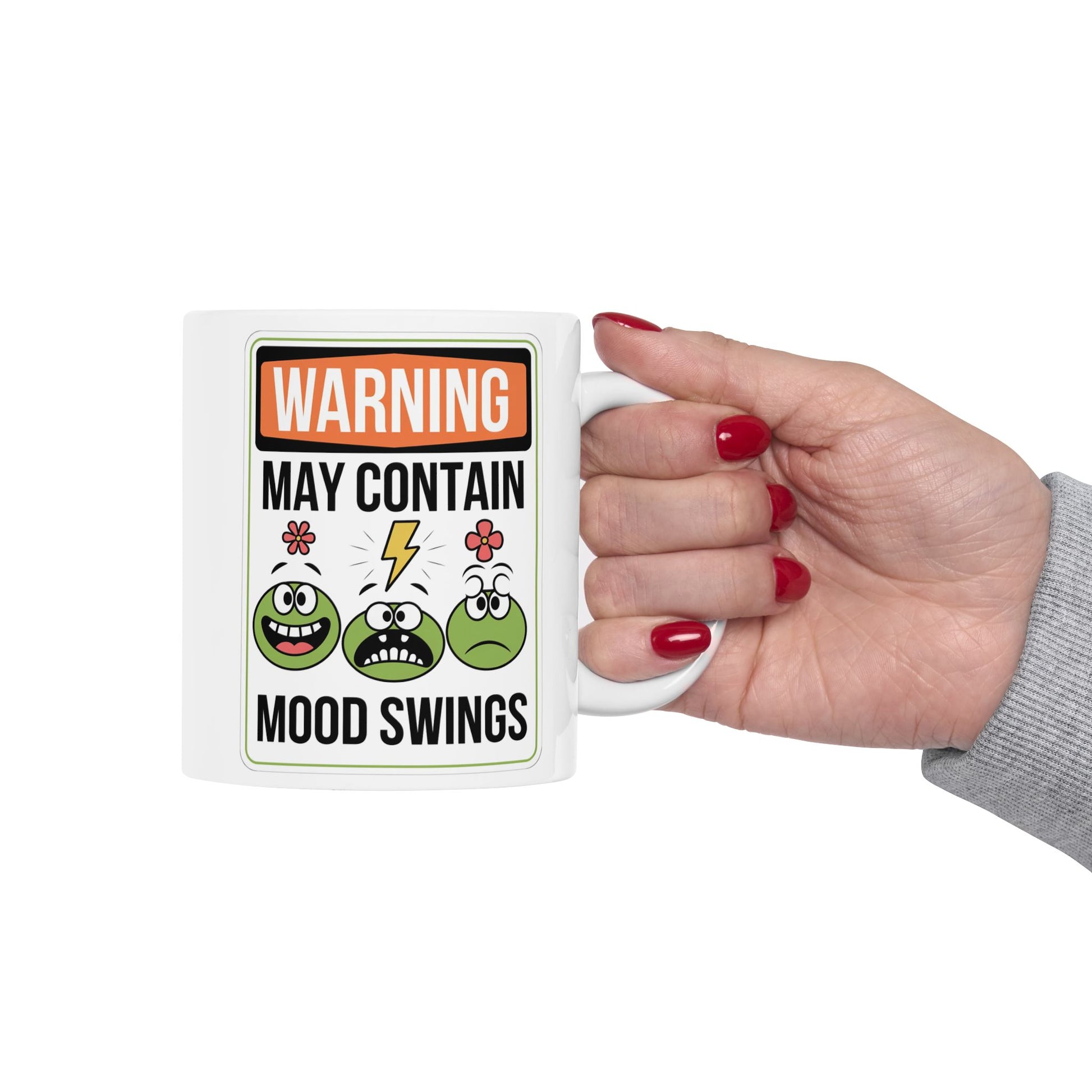 Warning May Contain Mood Swings  - Ceramic Mug, (11oz, 15oz)